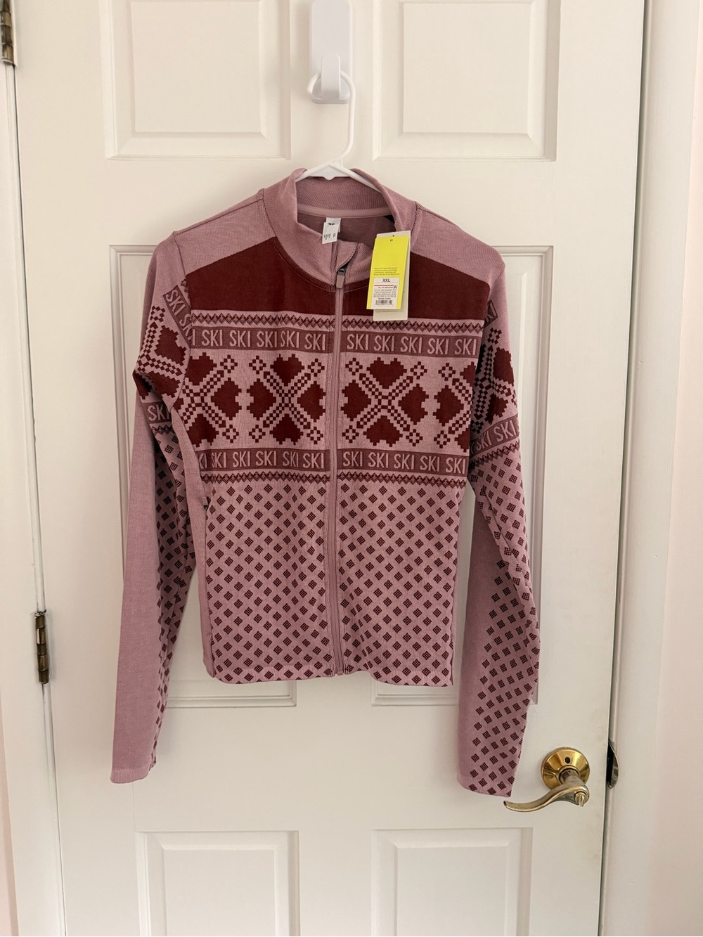 all in motion Pink and Burgundy Ski Pattern Zip-Up Jacket